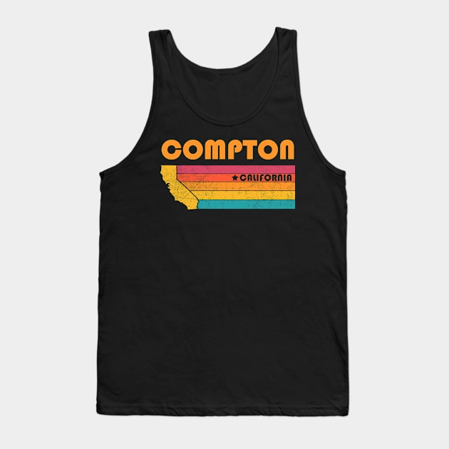 Compton California Vintage Distressed Souvenir Tank Top by NickDezArts